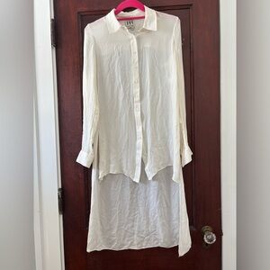 Haute Hippie Silk Button Up Asymmetrical Blouse Size M